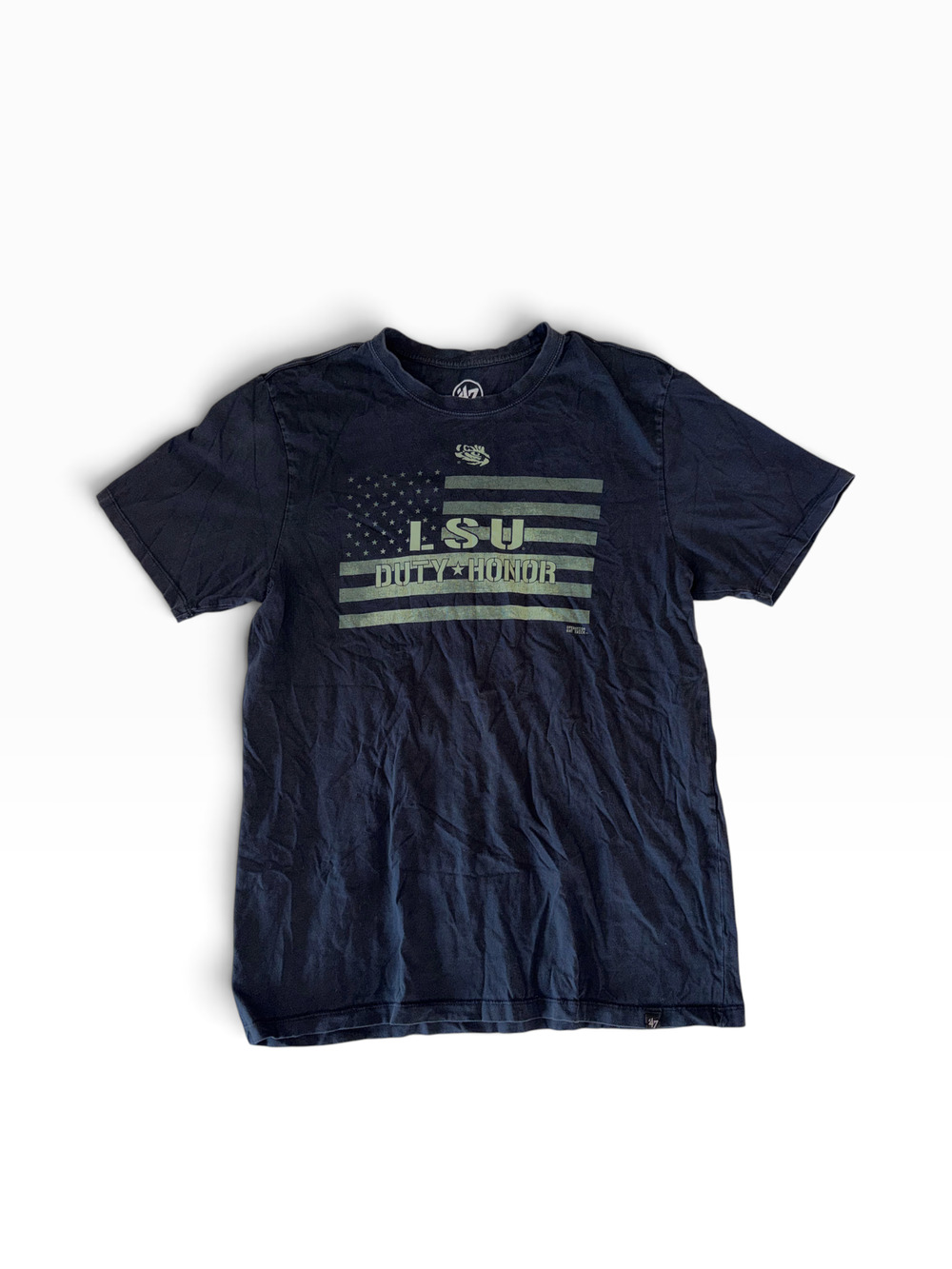 47 Men's Tee | Black | Pre-Owned LSU Flag Graphic | Size L | College Apparel